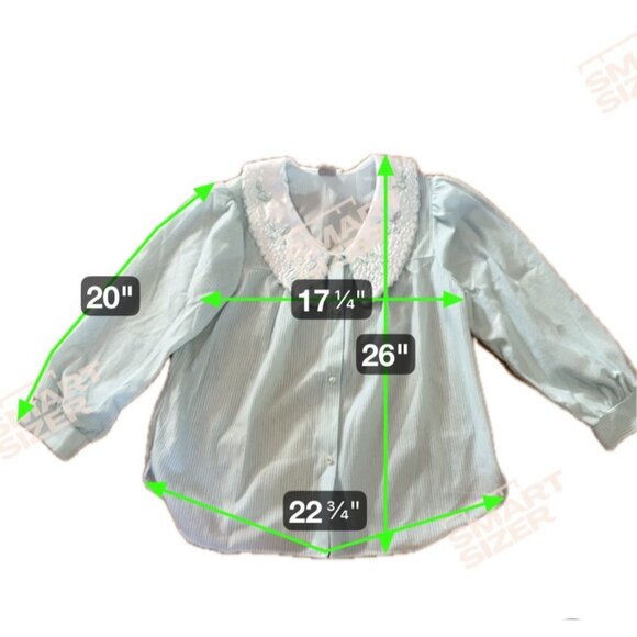 Bellina Pajama Set Womens Med Striped Embroidered Collar Mint Green Flannel Feel - Picture 12 of 13